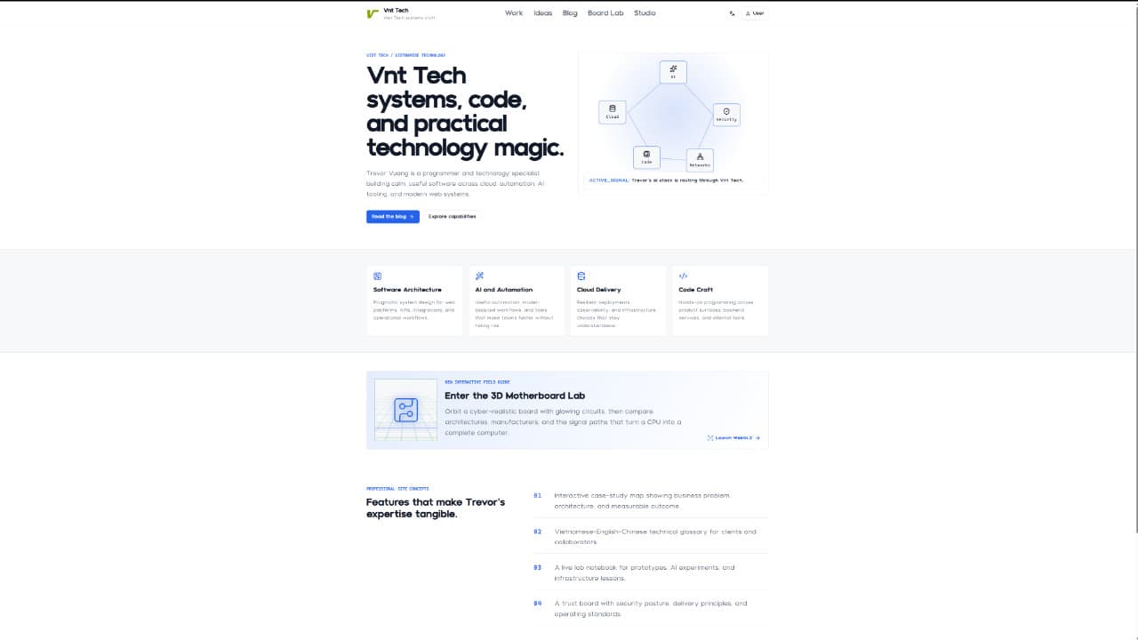 VntTech independent technology provider landing page